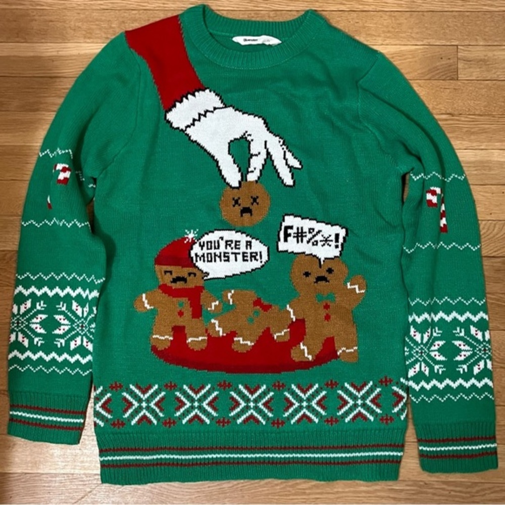 Bluenotes Funny Gingerbread Cookie Holiday Ugly Christmas Sweater XS